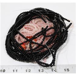 BAG OF BEAD STRINGS, PINK & BLACK