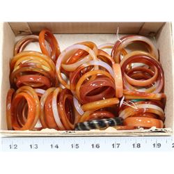 BOX OF CARNILIAN STONE BANGLES, APPROX 40 PLUS PC
