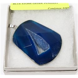 BLUE STONE GEODE PENDANT