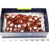 Image 1 : BOX OF CARNILIAN STONE RINGS, VARIOUS STYLES & SIZ