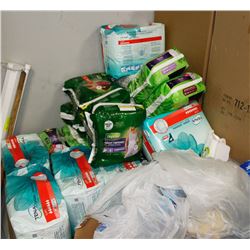 LARGE LOT OF ASSORTED HYGENIC NAPKINS.