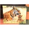 Image 1 : 16"X 20" MATTED TIGER AND CUB PICTURE