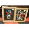 Image 1 : 2 EUROPEAN NEEDLE WORK FRAMED FLOWER PICTURES.