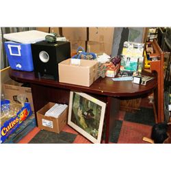 LARGE LOT INCLUDING BOARDROOM TABLE , PICTURES