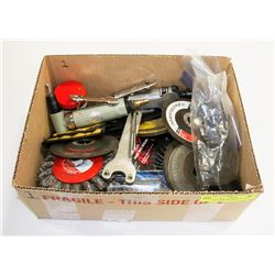 LOT OF MISC WELDING/CUTTING TOOLS, WIRE WHEELS,