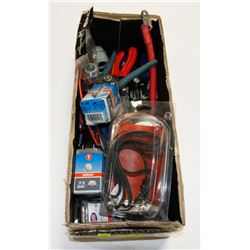 LOT OF ASST ELECTRIC CONNECTORS, PLIERS, KLEIN,