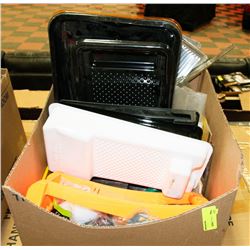 BOX OF ASSORTED PAINTING SUPPLIES