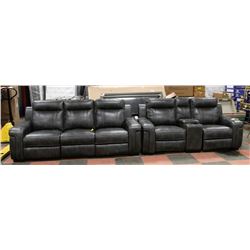 GREY LEATHERETTE ELECTRIC RECLINING 90" SOFA WITH