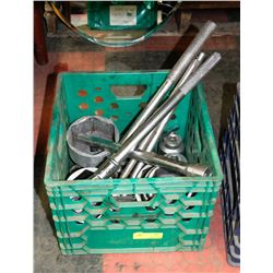 CRATE OF EXTRA LARGE SOCKETS WITH DRIVERS