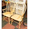 Image 1 : 2 OAK DINNING / KITCHEN ARROW BACK ARM CHAIRS