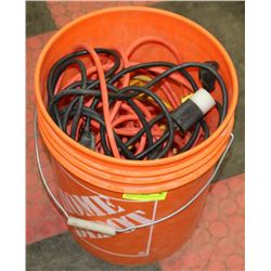 CONTRACTORS PAIL OF EXTENSION CORDS