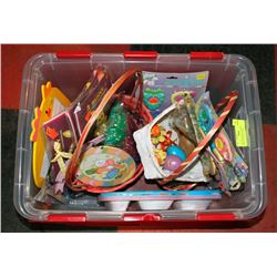 TUB OF ASSORTED EASTER ITEMS, BASKETS, DECORATIONS