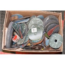 LARGE BOX OF GRINDING DISCS, WHEELS, STONES AND
