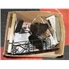 Image 1 : BOX OF ASSORTED ITEMS INCLUDING IRON SHELF,