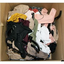 BOX OF ASSORTED CLOTHING, APPEARS TO BE