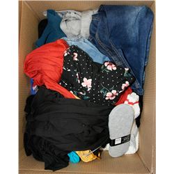 BOX OF ASSORTED CLOTHING, APPEARS TO BE