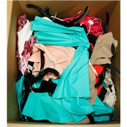 BOX OF ASSORTED CLOTHING APPEARS TO BE MOSTLY