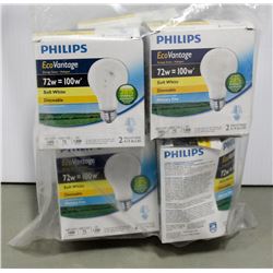 BAG OF 5 PHILLIPS ECO VANTAGE 72WATT LIGHTBULBS
