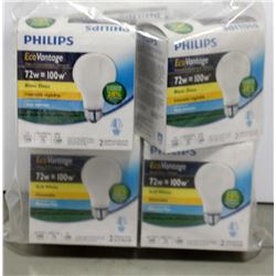 BAG OF 5 PHILLIPS ECO VANTAGE 72WATT LIGHTBULBS