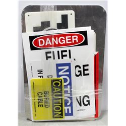 LOT OF VARIOUS SAFETY SIGNS, INCLUDES LARGE "NO