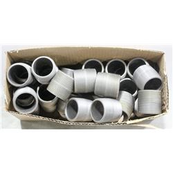 BOX OF ASSORTED THREADED FITTINGS