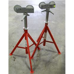 PAIR OF RIDGID ROLLER HEAD HIGH PIPE STANDS