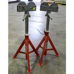 PAIR OF RIDGID ROLLER HEAD HIGH PIPE STANDS