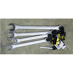 SET OF 5 NEW STANLEY WRENCHES, INCLUDES 1/4, 3/8