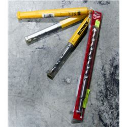 LOT OF 4 HAMMER DRILL BITS, INCLUDES ONE 3/4"