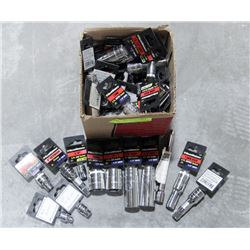BOX OF ASSORTED SIZED GEARWRENCH SOCKETS,