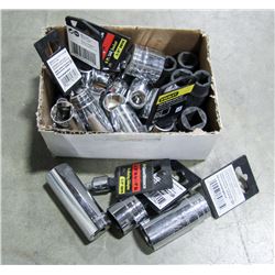 BOX OF ASSORTED SIZED NEW SOCKETS