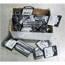 BOX OF ASSORTED SIZED NEW SOCKETS