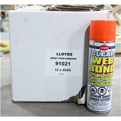 CASE OF 12 CANS CLEAR WEB BOND SPRAY ADHESIVE