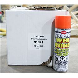 CASE OF 12 CANS CLEAR WEB BOND SPRAY ADHESIVE