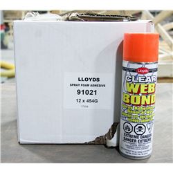 CASE OF 12 CANS CLEAR WEB BOND SPRAY ADHESIVE
