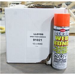CASE OF 12 CANS CLEAR WEB BOND SPRAY ADHESIVE