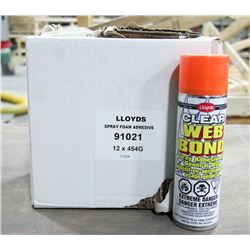 CASE OF 12 CANS CLEAR WEB BOND SPRAY ADHESIVE