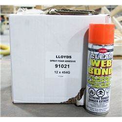 CASE OF 12 CANS CLEAR WEB BOND SPRAY ADHESIVE