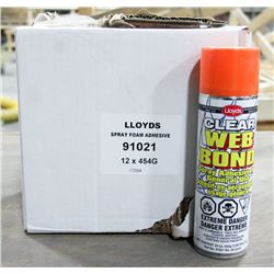 CASE OF 12 CANS CLEAR WEB BOND SPRAY ADHESIVE