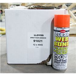 CASE OF 12 CANS CLEAR WEB BOND SPRAY ADHESIVE