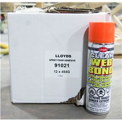 CASE OF 12 CANS CLEAR WEB BOND SPRAY ADHESIVE