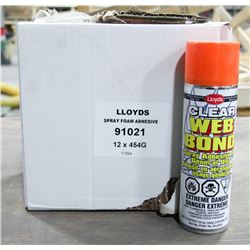 CASE OF 12 CANS CLEAR WEB BOND SPRAY ADHESIVE