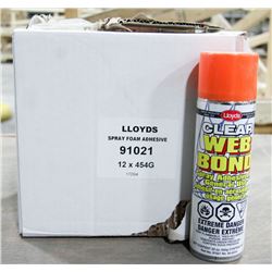 CASE OF 12 CANS CLEAR WEB BOND SPRAY ADHESIVE