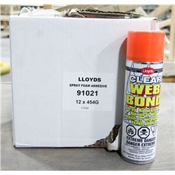 CASE OF 12 CANS CLEAR WEB BOND SPRAY ADHESIVE