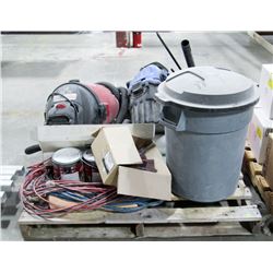 PALLET OF SHOP MISC, INCLUDES EXTENSION CORDS,