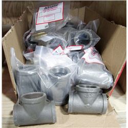 BOX OF ASSORTED LARGE CAST PIPE FITTINGS