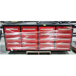 16 DRAWER TOOLBOX WITH WORK TOP, 88 X 26 X 36