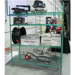 GREEN METAL SHELF, 55 X 24 X 72