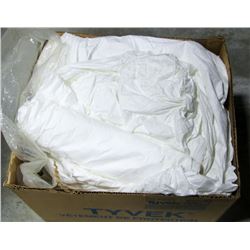 BOX OF DISPOSABLE HOODED WHITE COVERALLS,