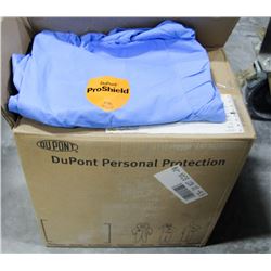 CASE OF DISPOSABLE BLUE HOODED COVERALLS, SZ XL